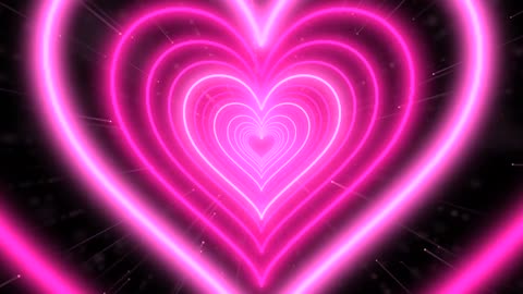759. Neon Heart Tunnel💖Pink Heart Background Neon Heart