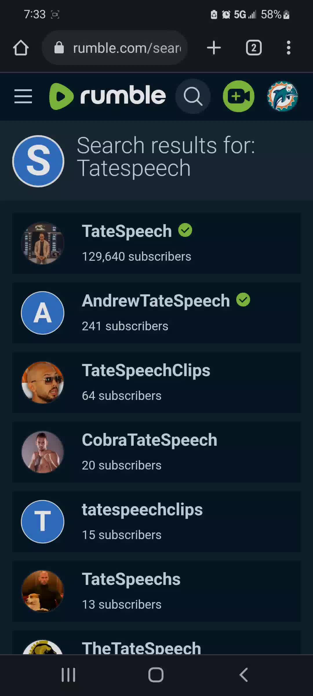 *Update* Andrew Tate has officially taken over Rumble