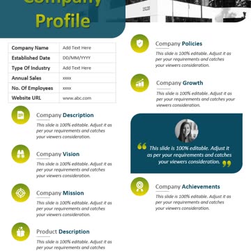 One Page Company Profile PowerPoint Presentation Template