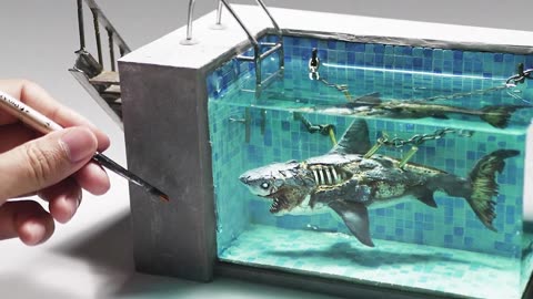 How To Make a Zombie Shark In a Swimming pool Diorama / Polymer Clay / Epoxy resin