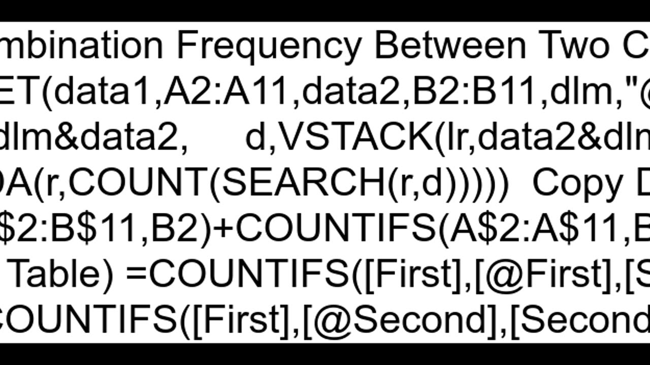 Combination Frequency Between 2 Columns in Excel