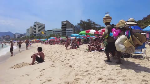 Brazil beach walk video//Ipanenama beach walk video//Rio de Janeiro beach