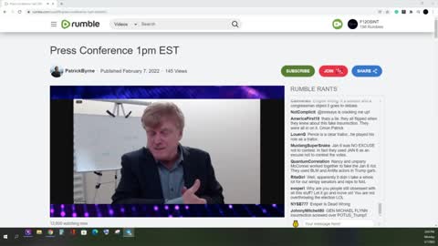 Patrick Byrne Press Conference on 2/7/2022 with chat