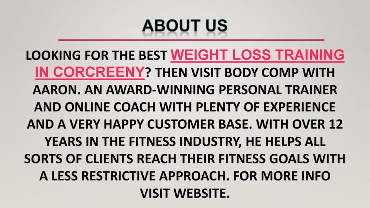 Best Weight Loss Training in Corcreeny