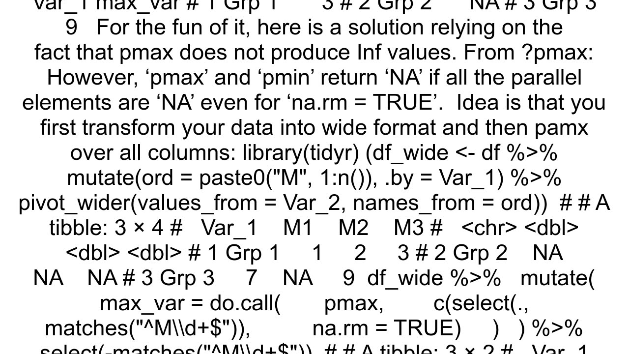 How to solve the quotno nonmissing arguments to max returning Inf quot message when use max functio