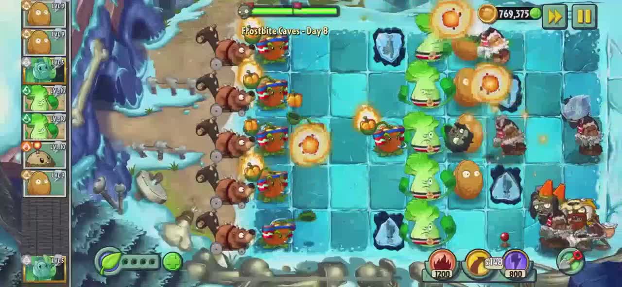 Plants vs Zombies 2 Frostbite Caves - Day 8