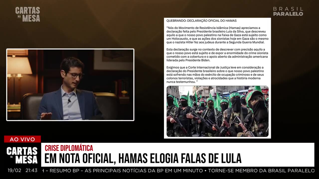 LULA ATACA ISRAEL E É ELOGIADO PELO HAMAS - Cartas Na Mesa.