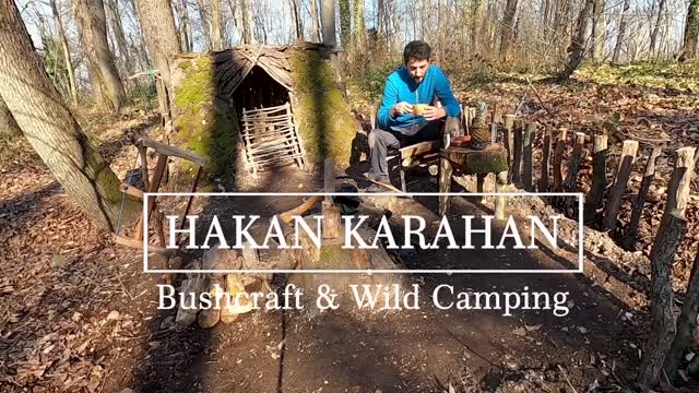 4 days solo bushcraft camp in heavy rain building a complete survival tiny house earth shelter