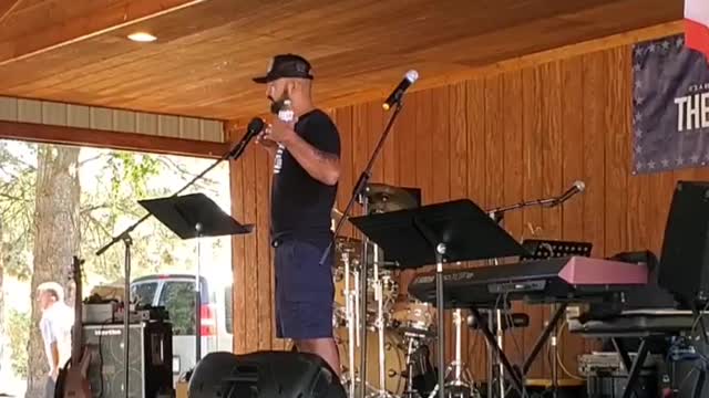 Joey Gibson speaking at the Red Pill festival in Montana