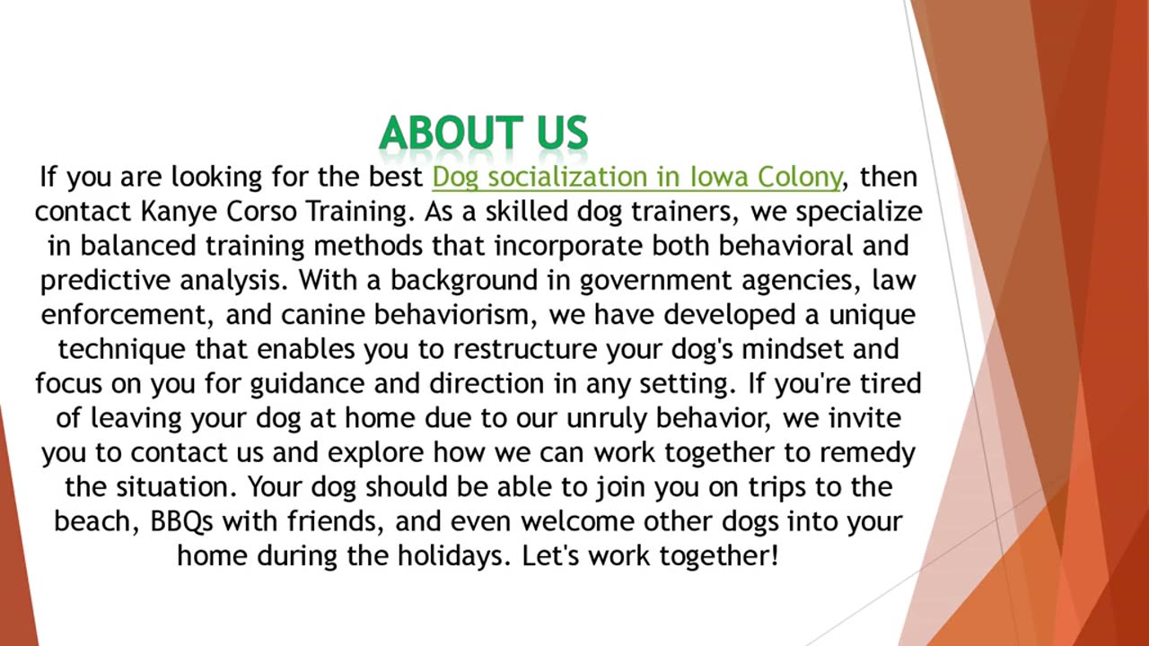 If you are looking for the best Dog socialization in Iowa Colony