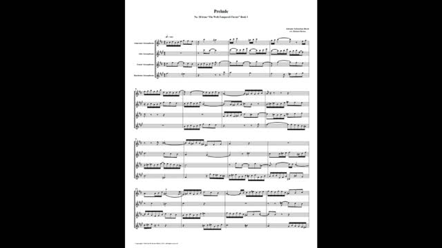 J.S. Bach - Well-Tempered Clavier: Part 1 - Prelude 09 (Saxophone Quartet)