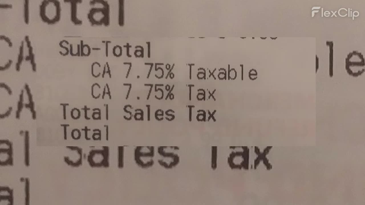 Shopping Receipts Sales Tax Comparison - Los Angeles, San Bernardino County California