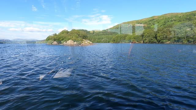 On a lake in a boat