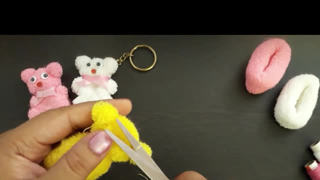 Make Teddy Bear Key Chain From Hair Band