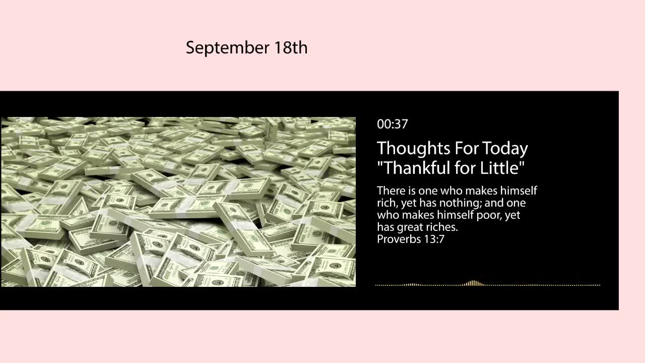 Thoughts For Today - September 18, 2021