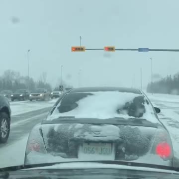 Polite and kind road rage in snow, in Canada
