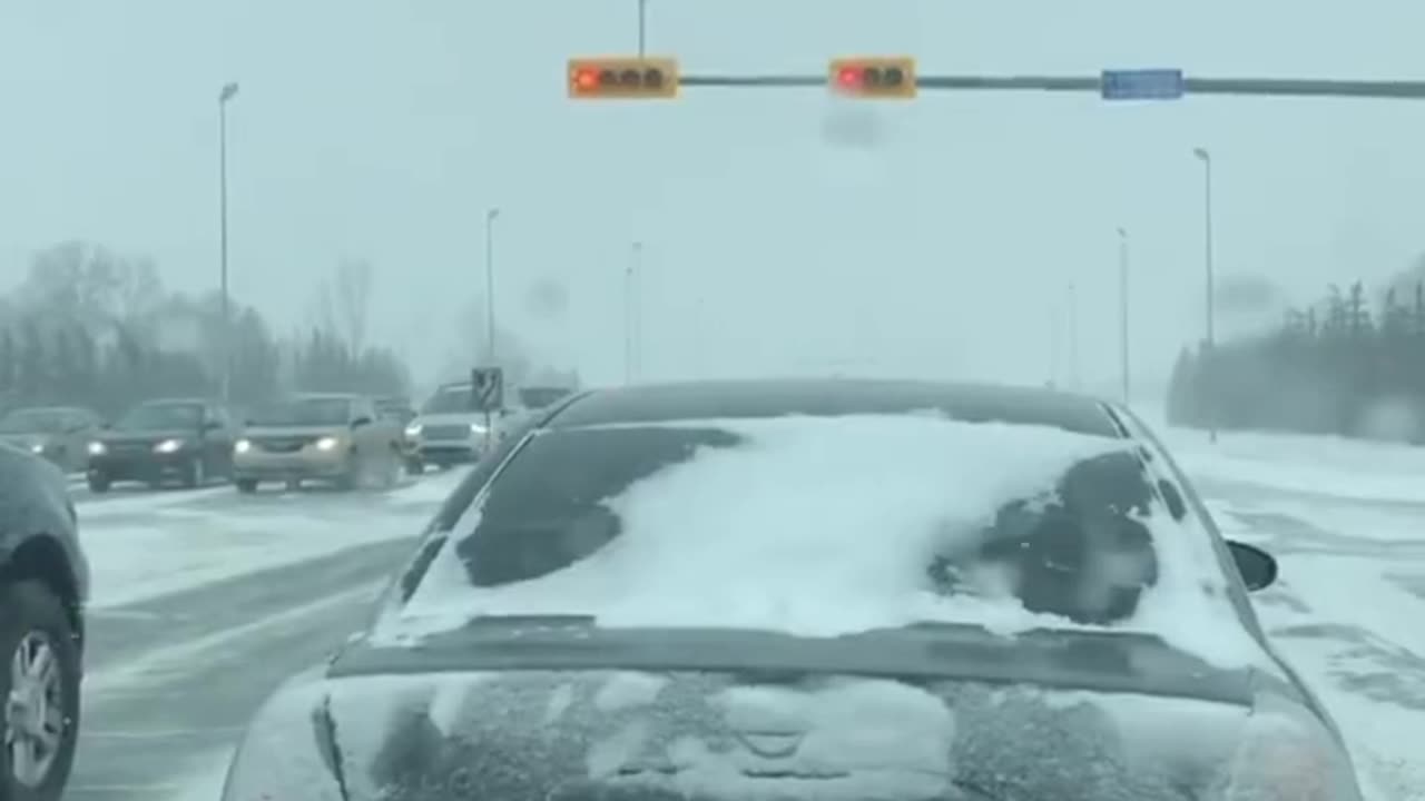 Polite and kind road rage in snow, in Canada