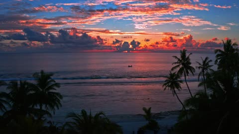 Sunset with sailing boats