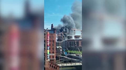 Explosions, fire seen at a Hamburg construction site