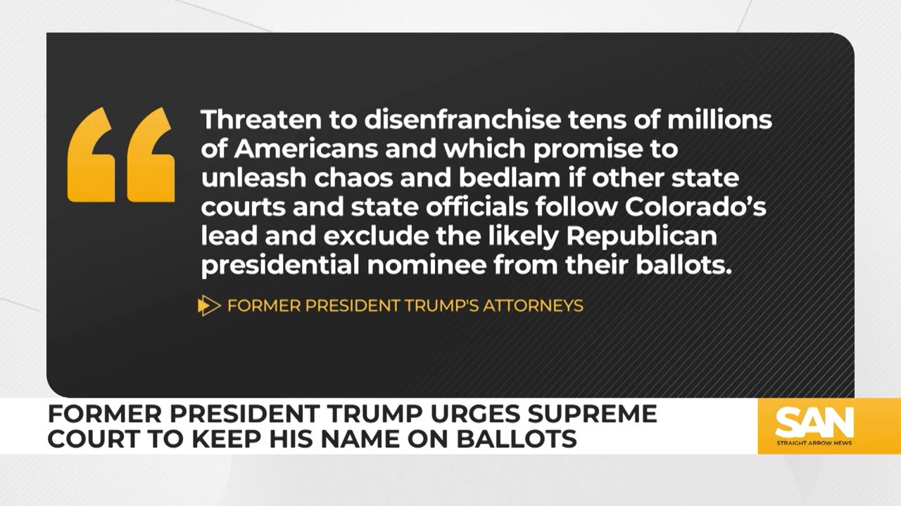 Trump urges Supreme Court to keep name on ballots