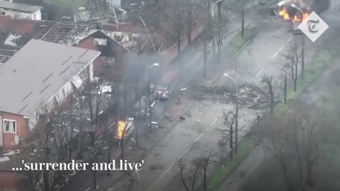Ukraine war- Aerial footage released by Azov Regiment appears to show street battle in Mariupol
