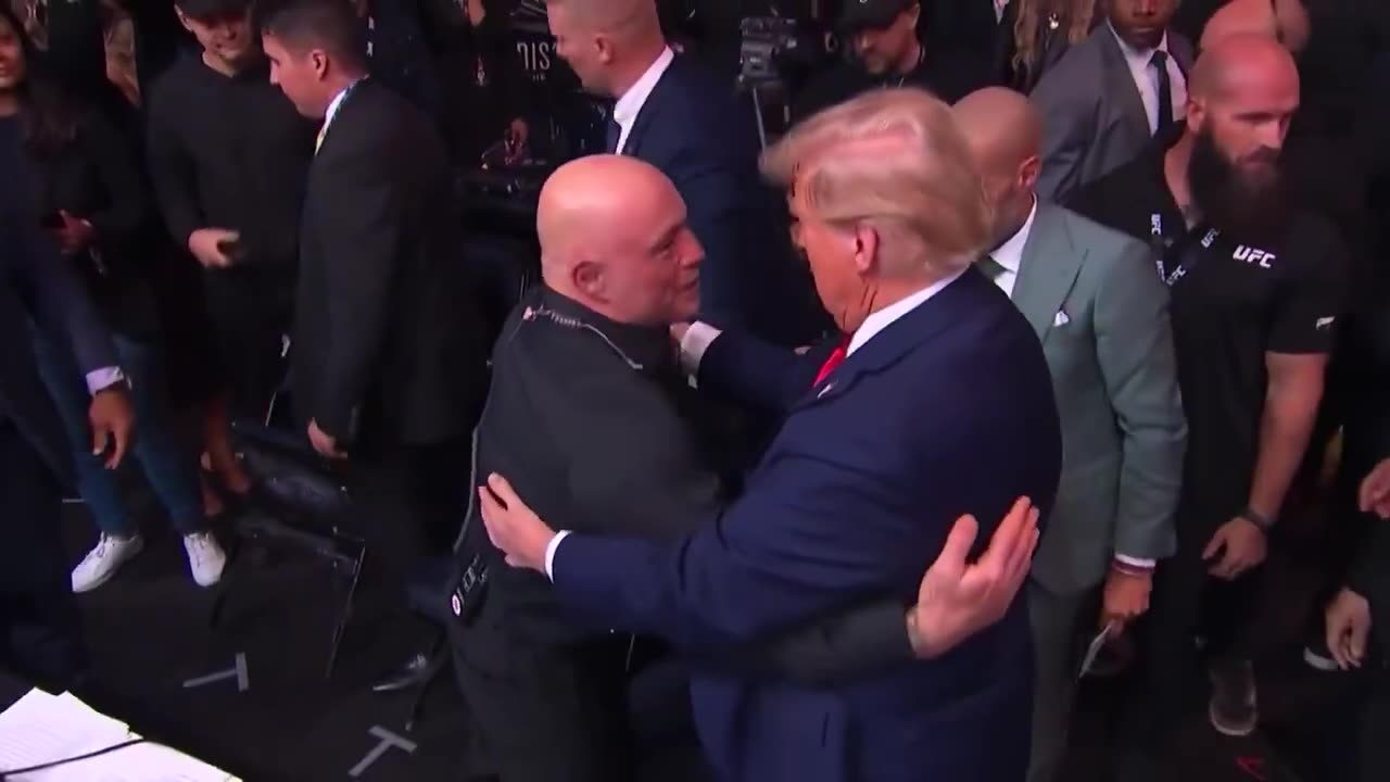 Trump hugs Joe Rogan at UFC 309