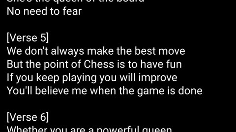 Chastity's Chess Challenge Scrolling Lyric Video for Mobile