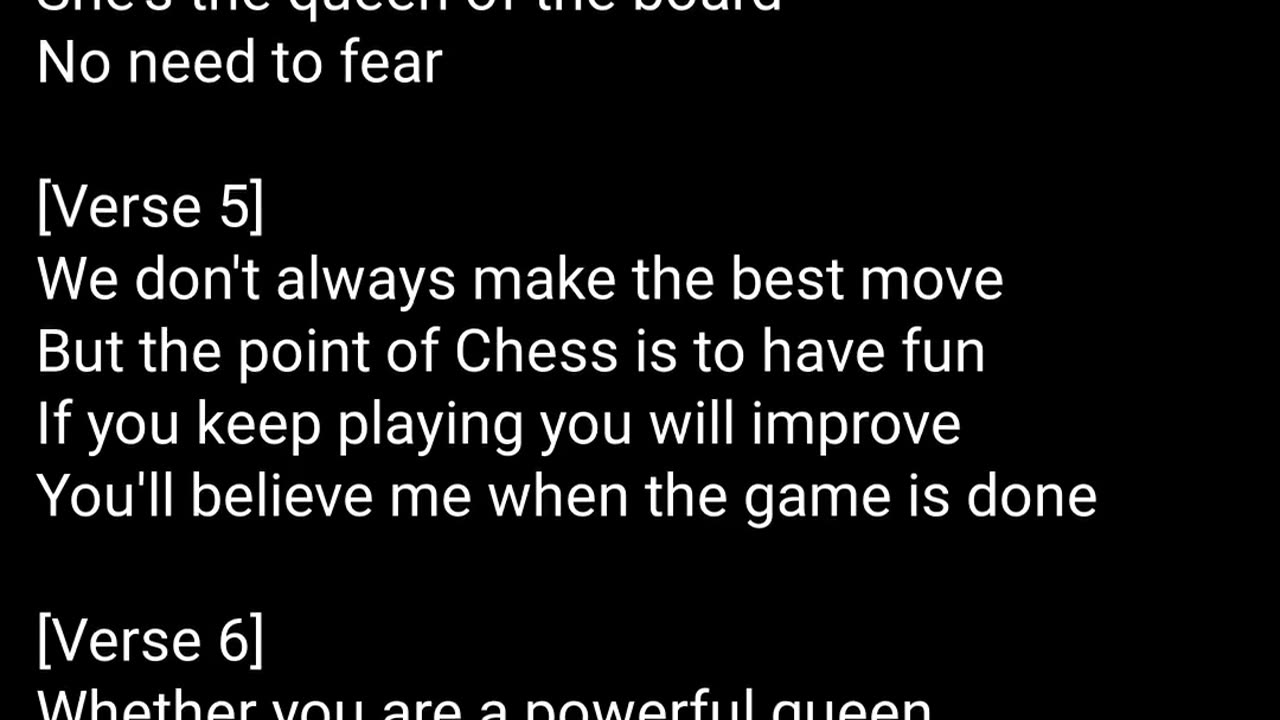 Chastity's Chess Challenge Scrolling Lyric Video for Mobile