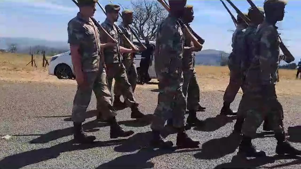 SANDF rehearsal outside KwaPhindangene