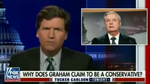Tucker Carlson appears to mock Lindsey Graham in handoff to Sean Hannity.