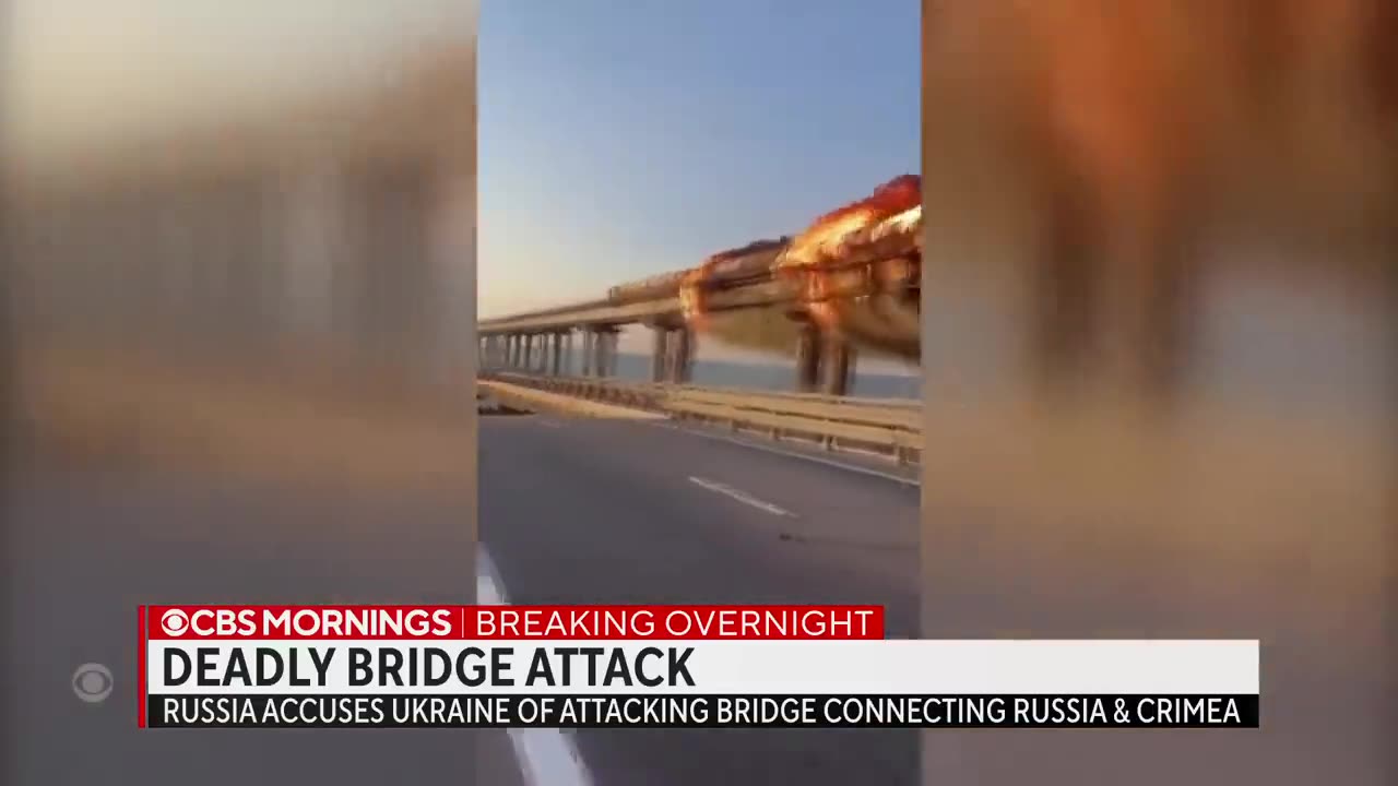 Russia accuses Ukraine of attacking Crimea bridge, a crucial supply line for Russia