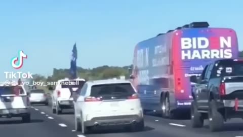 Trump Supporters Follow Biden Bus