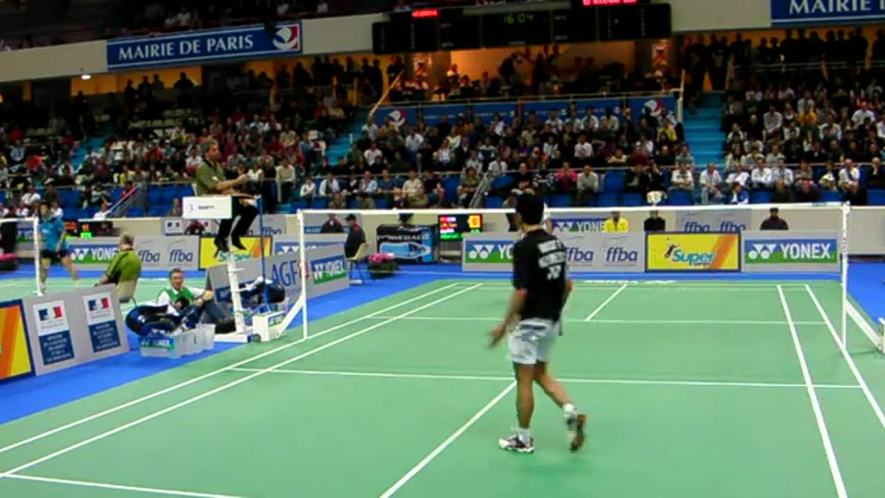[FrenchOpen][2007] MSQF Taufik Hidayat (INA) vs Lin Dan (CHN) P2 (footwork of Taufik )