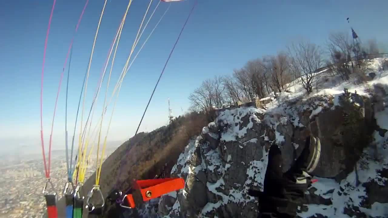 Take a POV paragliding flight over historic European site