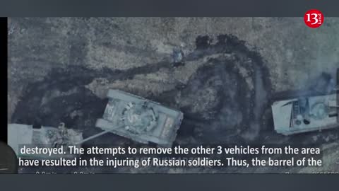 Ambushed with 4 vehicles, Russians fell down from the tank and ran away