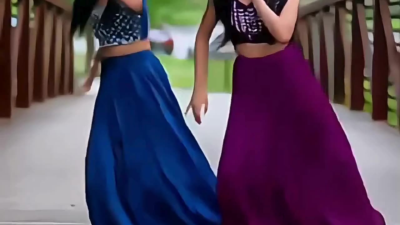 two cute girl dancing