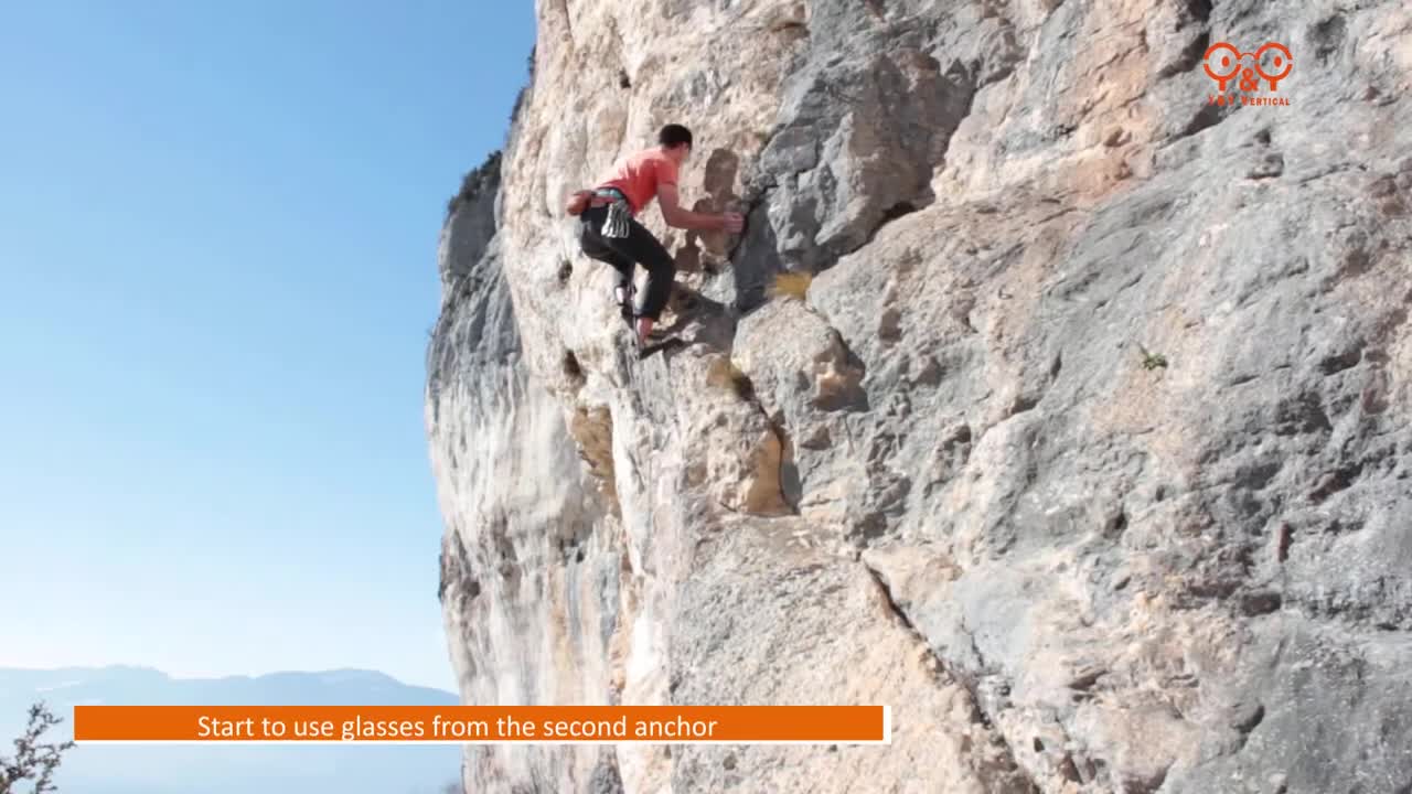 Belaying with belay glasses [rock climbing]