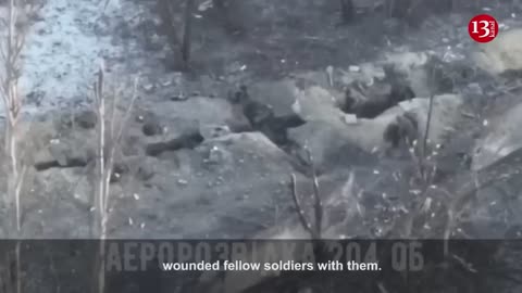 Drone wouldn’t let Russians rest - they took the wounded and started running in snowy forest