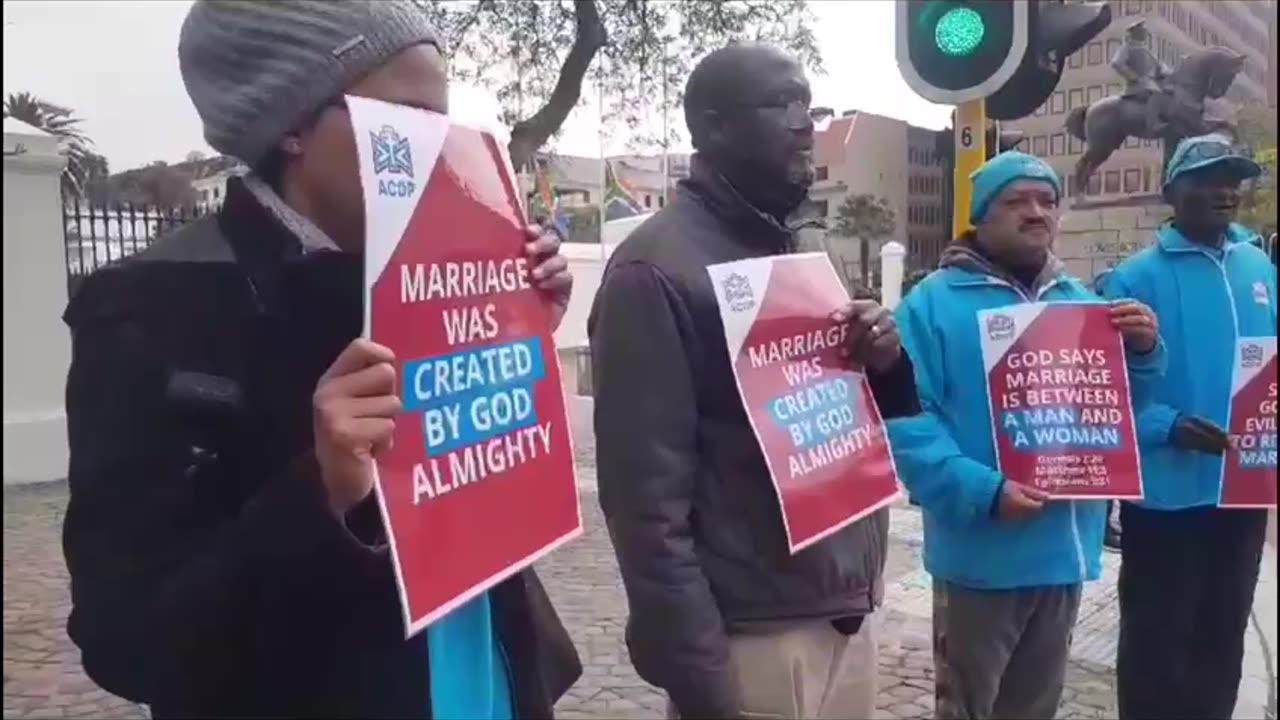 African Christian Democratic Party (ACDP) protest outside National Parliament