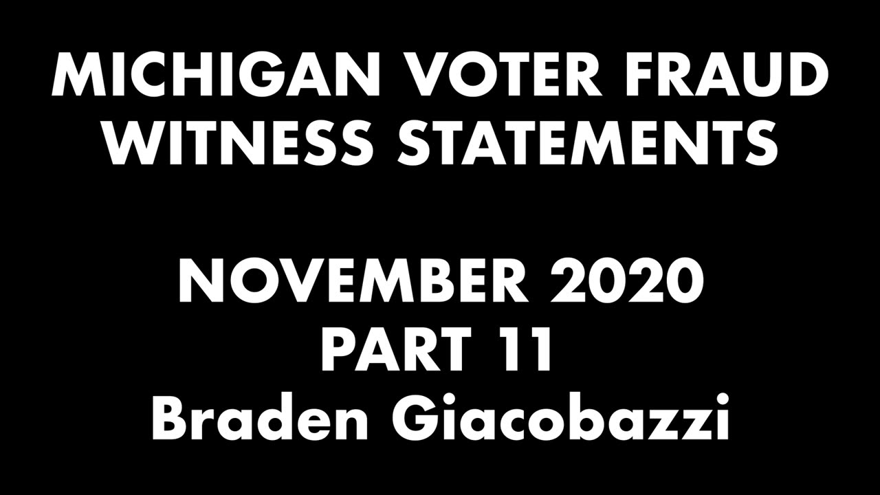 2020 Election - Braden Giacobazzi On Systematic Harassment of GOP Poll Challengers at TCF Center