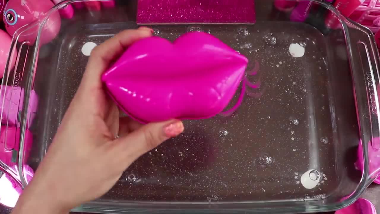 "Big Mega PINK!"Mixing "Neon Pink"Makeup,More Stuff Into slime!Most Satisfying Slime Video.