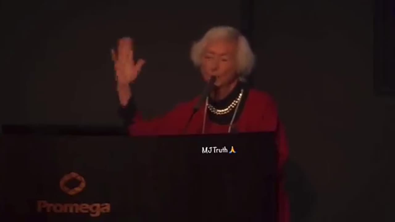 That’s one hell of a freudian slip: “The babies we eat…” Her name is Barbara Marx Hubbard