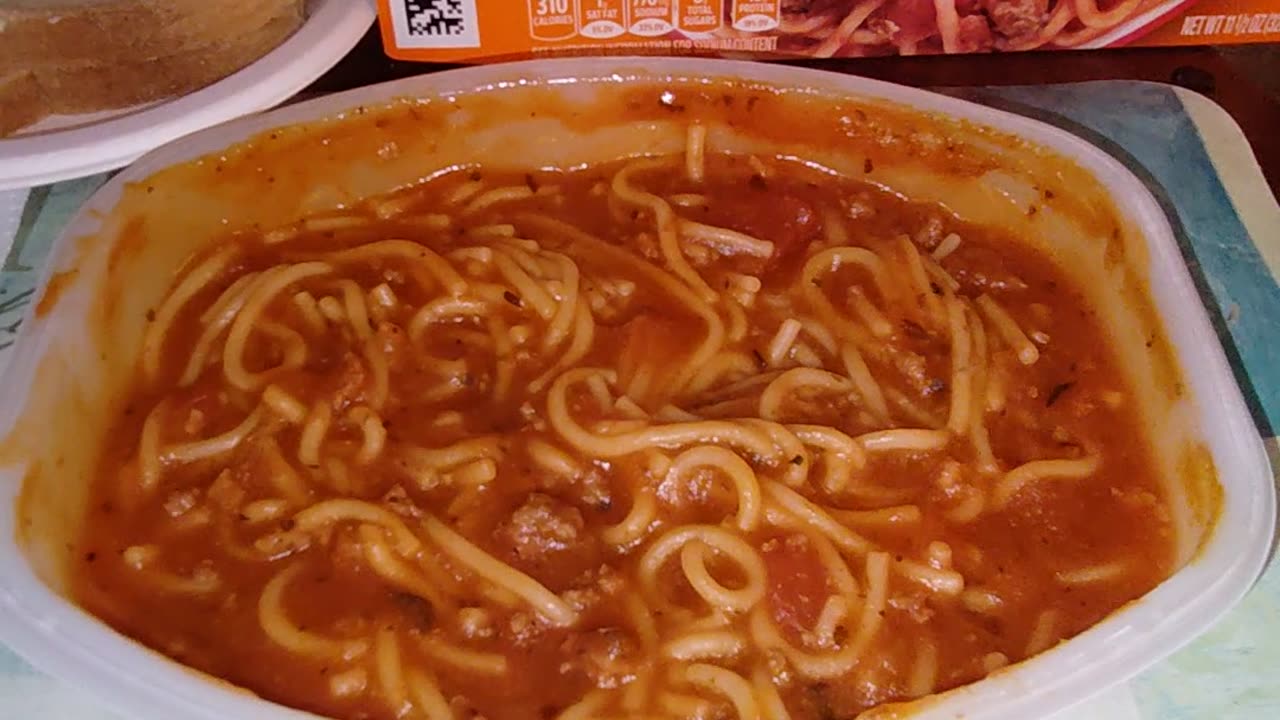 Eating Lean Cuisine Spaghetti With Meat Sauce, Dbn, MI, 3/14/24