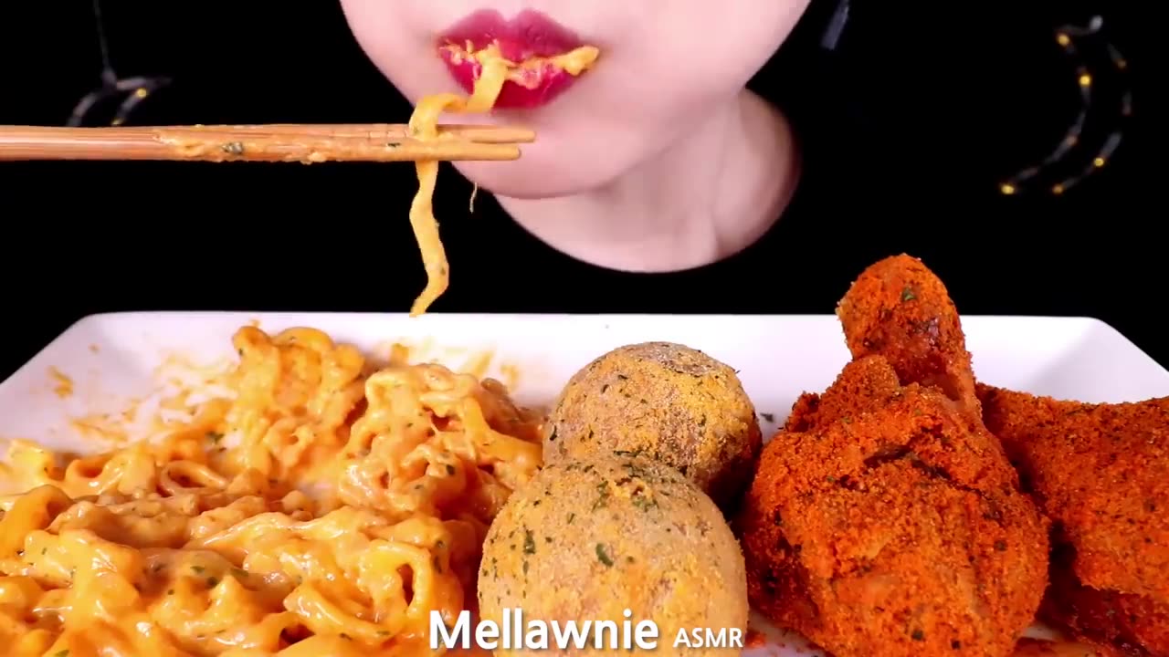 ASMR CHEESY CARBO FIRE NOODLE, FRIED CHICKEN, CHEESE BALL