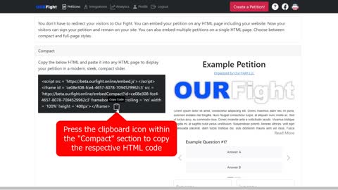 Embed petition