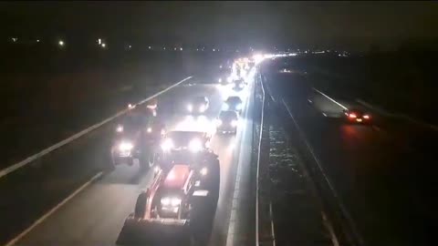 The Netherlands tonight. A huge convoy of tractors