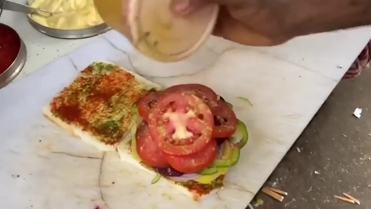 Vegetable sandwich with toast and cheese is very tasty