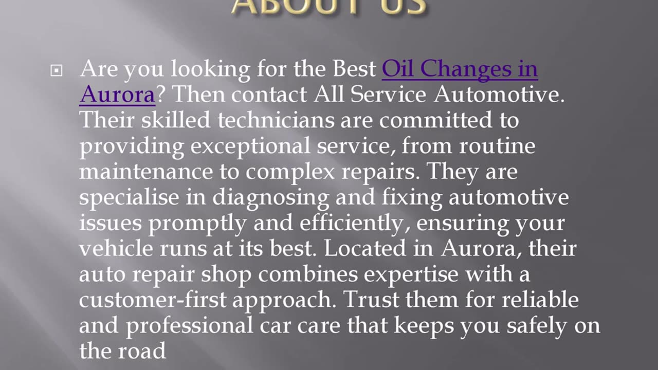 Best Oil Changes in Aurora