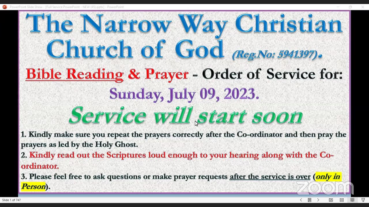 The Narrow Way Christian Church of God - Sunday Service 09/07/23