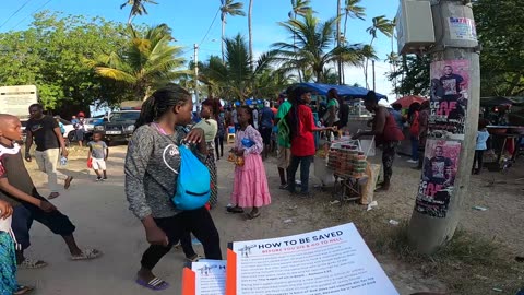 Distributing Gospel Tracts at Pirates Beach, Mombasa Pt 1